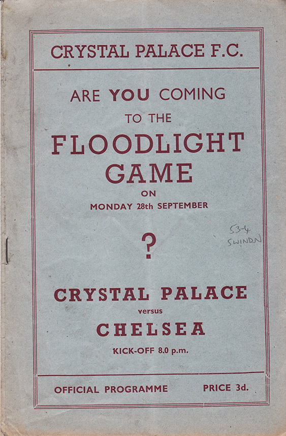 <b>Saturday, September 26, 1953</b><br />vs. Crystal Palace (Away)